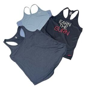 Lot Of 3 Nike Gaiam Tank Tops Women’s XL Racerback Dri-fit Loose Blue Black